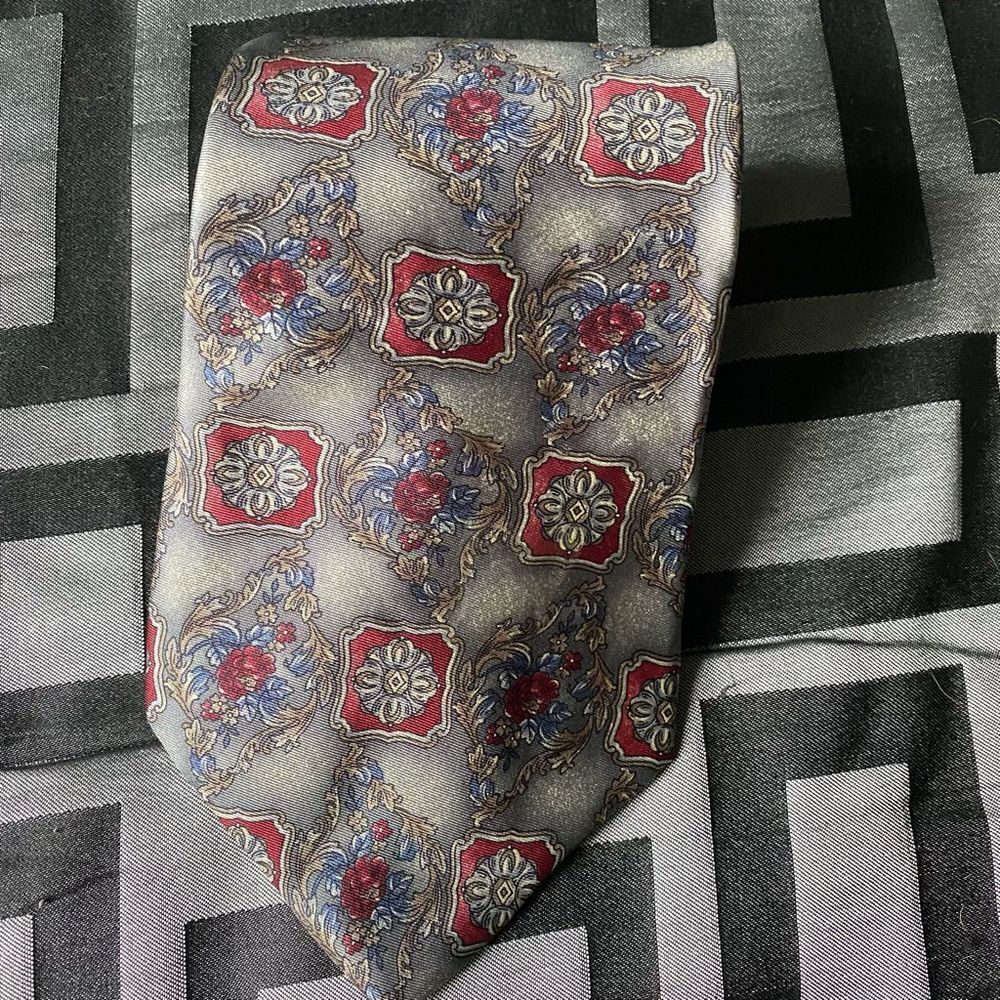 NO NAME BRAND navy blue & purple pattern Tie